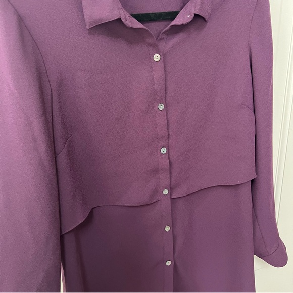 J.Jill Purple Button Up Tunic Shirt - Petite Medium - Preowned EUC - Picture 2 of 9